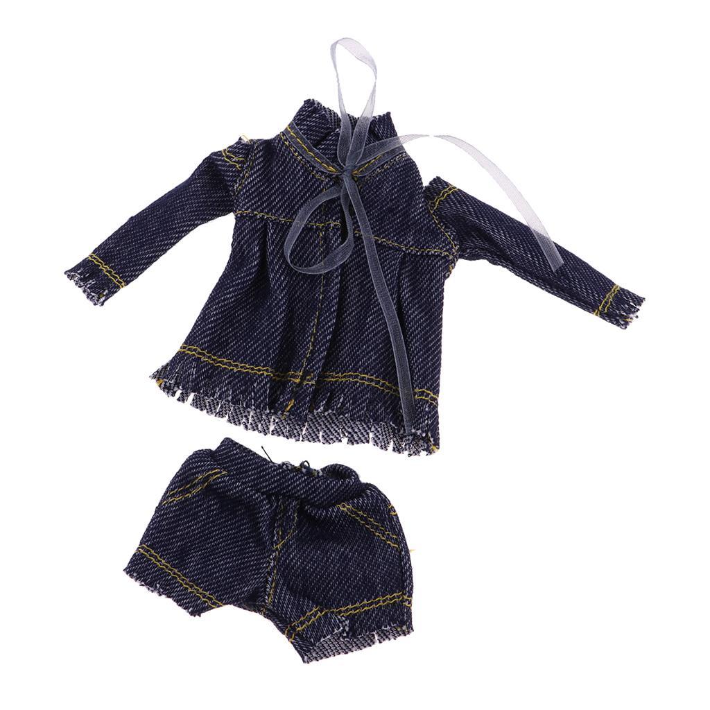 2-4pack Stylish Denim Costume Set Tops Coat & Trousers Pants Outfits For Blythe