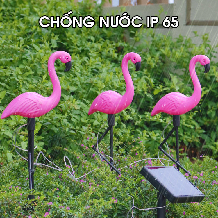 Đèn Trang Trí Năng Lượng Mặt Trời Chim Hồng Hạc, Hình Ảnh Độc Đáo, Chống Nước IP44 - DA3042