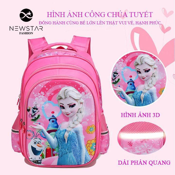 Balo đi học Balo cho bé gái cao cấp thiết kế hình công chúa chống gù lưng, vải dù siêu nhẹ, chống thấm