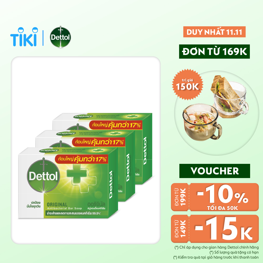 COMBO 3 XÀ PHÒNG DETTOL KHÁNG KHUẨN 100G