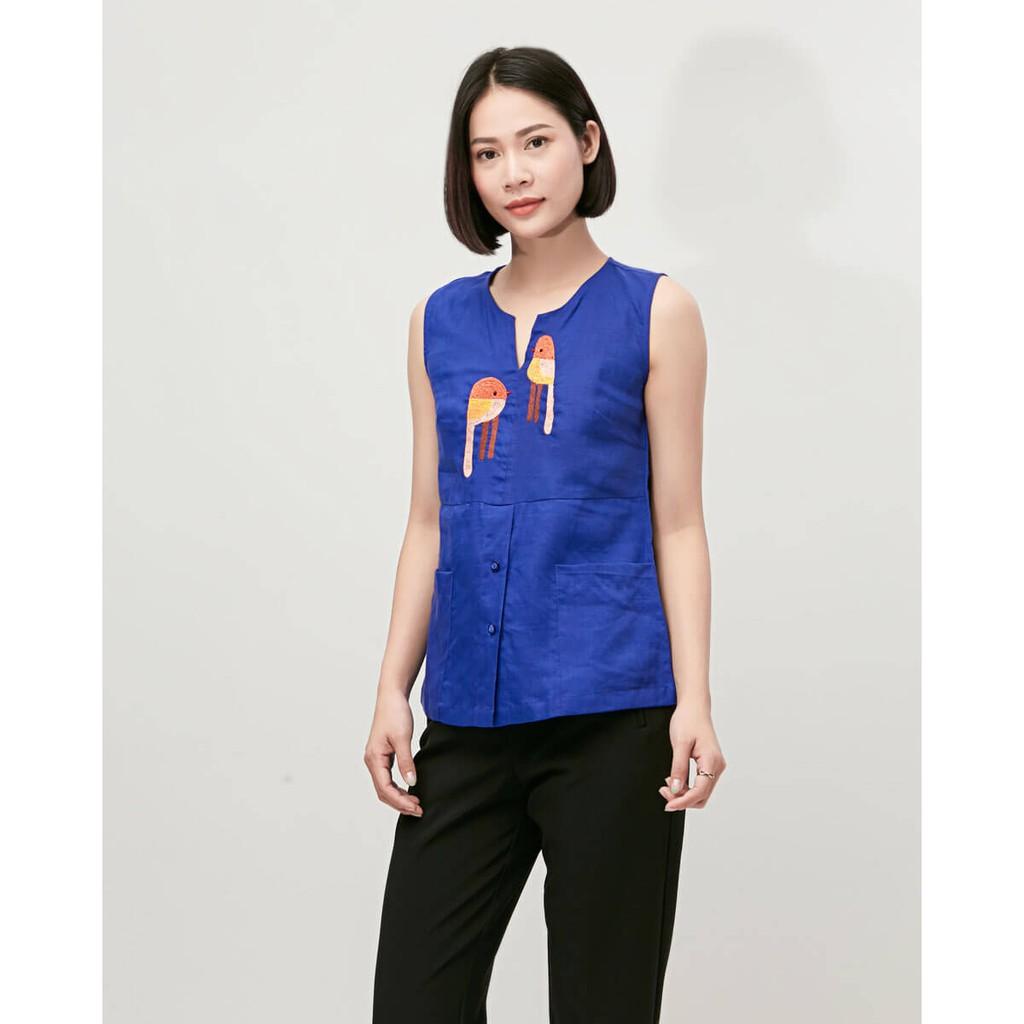 Áo Kiểu Linen Xanh Nữ F2