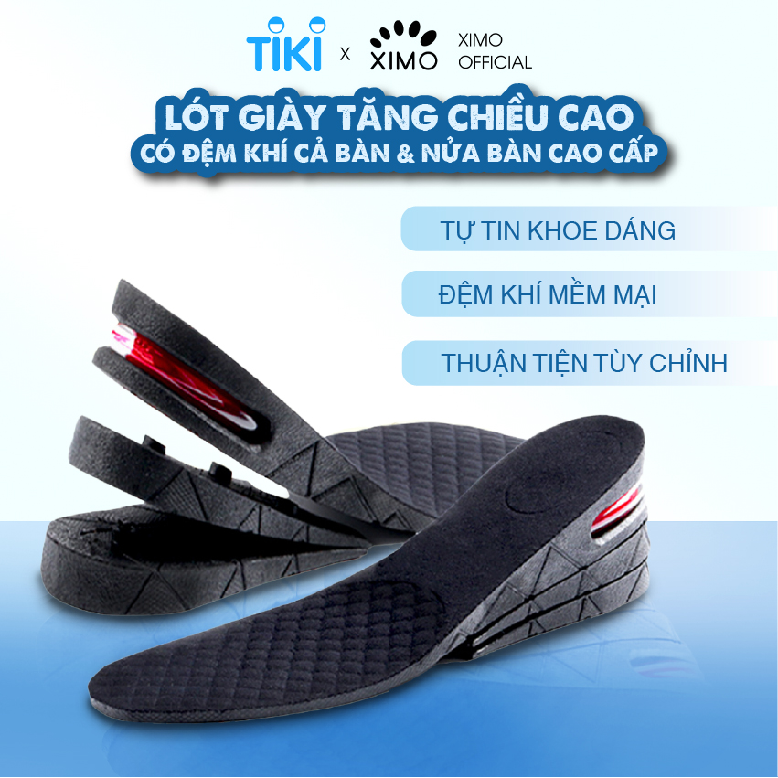 Cặp Lót Giày Đệm Khí Tăng Chiều Cao Ximo Xl10 Êm Chân Và Thoáng Khí - Cả Bàn - Tăng 9Cm