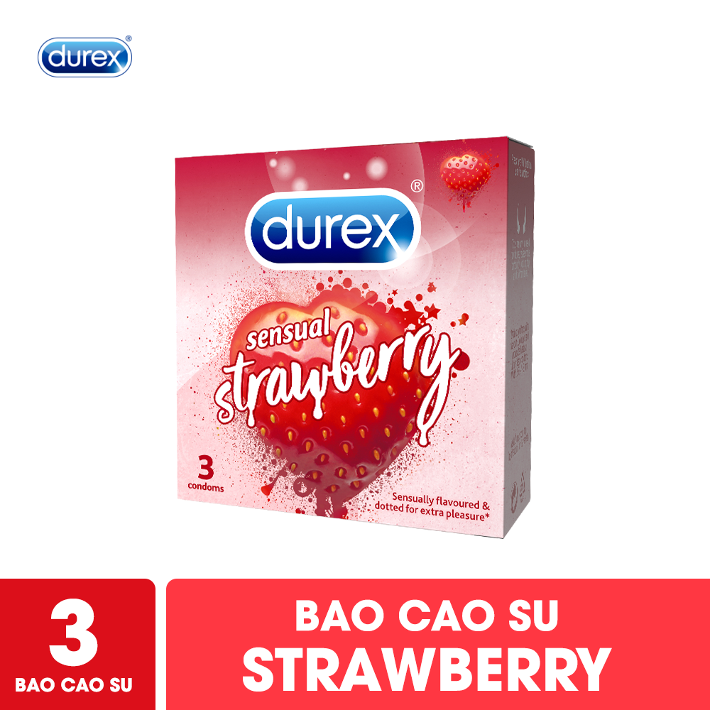 Hình ảnh Bao cao su Durex Sensual Strawberry hộp 3 bao