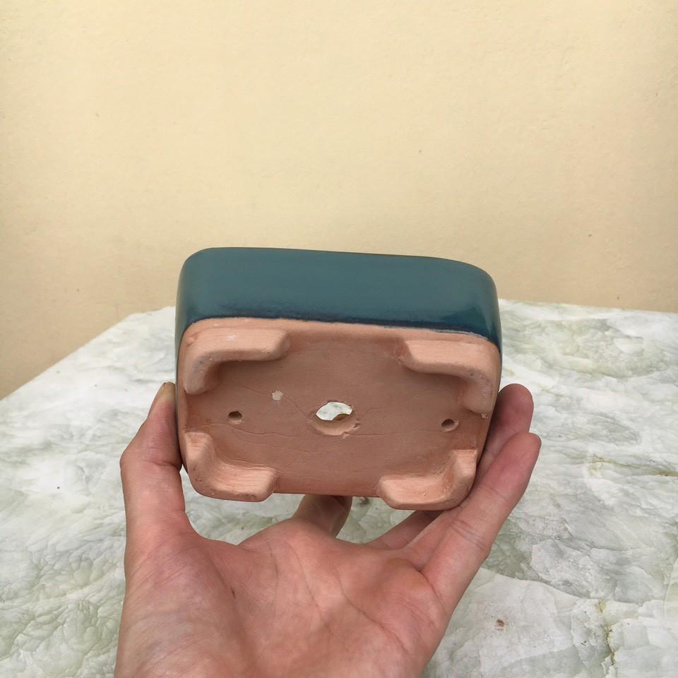 Chậu bonsai Chữ nhật mini men xanh ngọc gốm Bát tràng 1 size BM-76