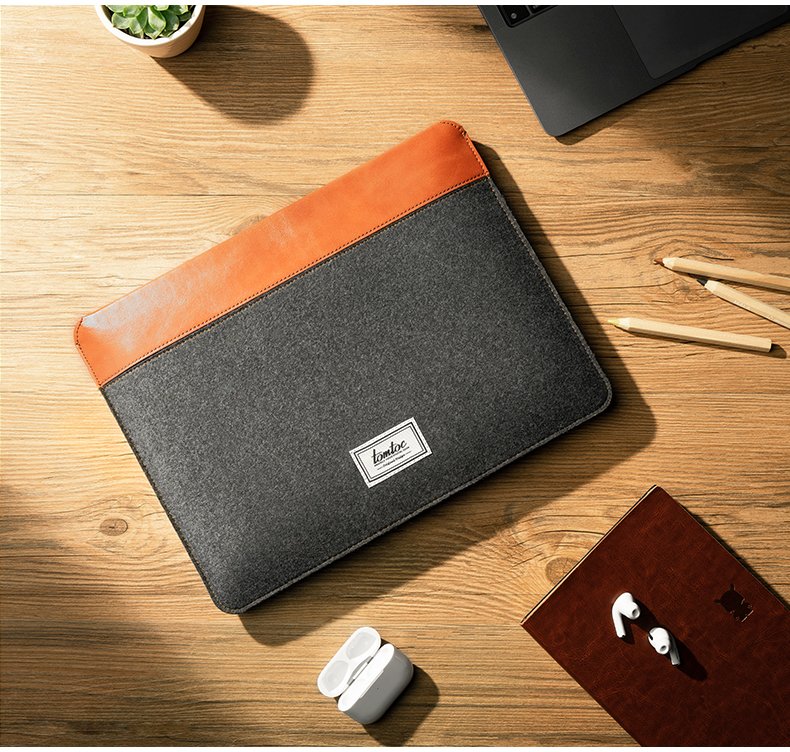 Túi chống sốc Tomtoc Felt and PU Leather cho Macbook Gray – Hàng chính hãng