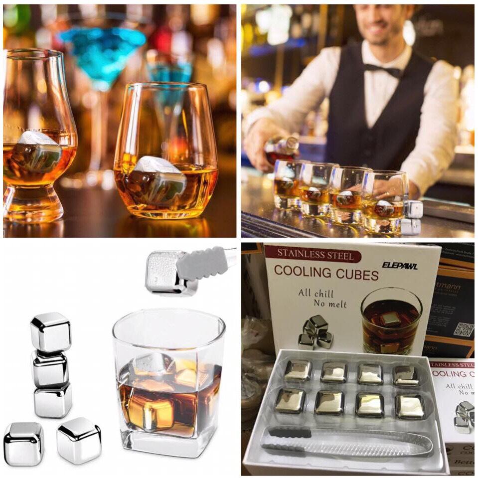 Combo 8 Viên Đá Làm Lạnh Không Tan Bằng Thép Không Gỉ - Free Ship Toàn Quốc