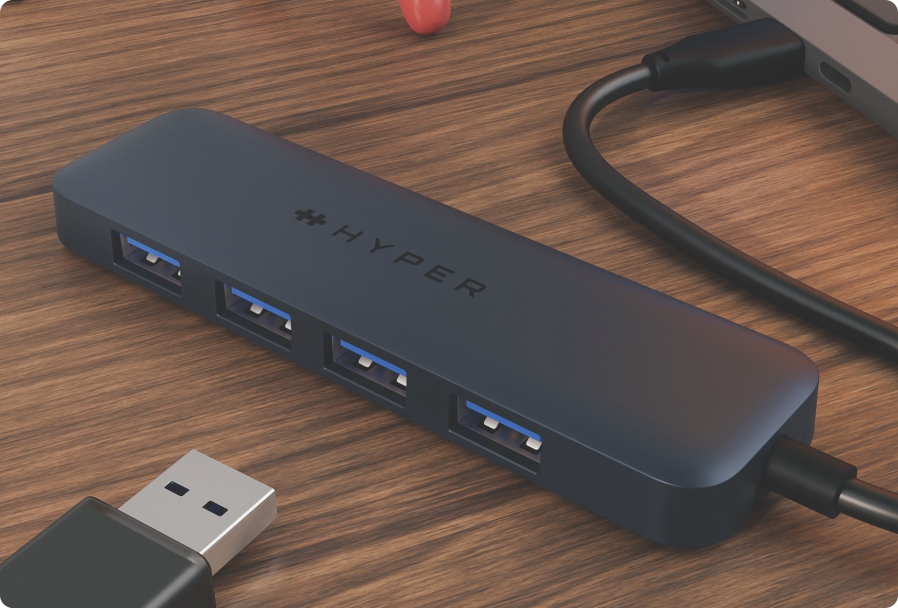 HUB chuyển đổi HyperDrive Next 4 In 1 Usb-A Port cho Macbook/ Laptop - Thiết kế 4 cổng truyền dữ liệu tốc độ cao HD5002 - Hàng Chính Hãng