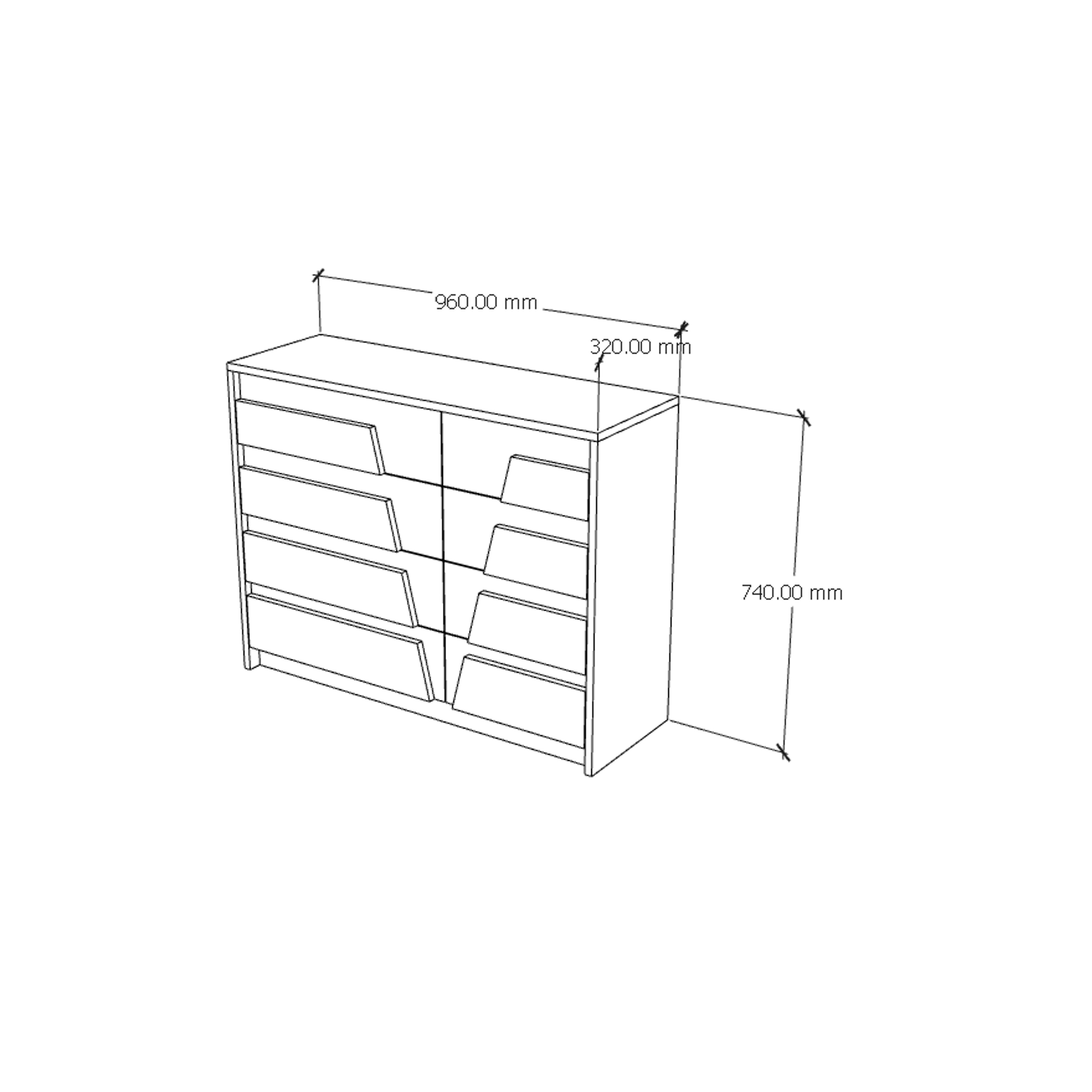 [Happy Home Furniture] PONIX, Tủ lưu trữ 8 ngăn kéo, 96cm x 32cm x 74cm ( DxRxC), THK_113