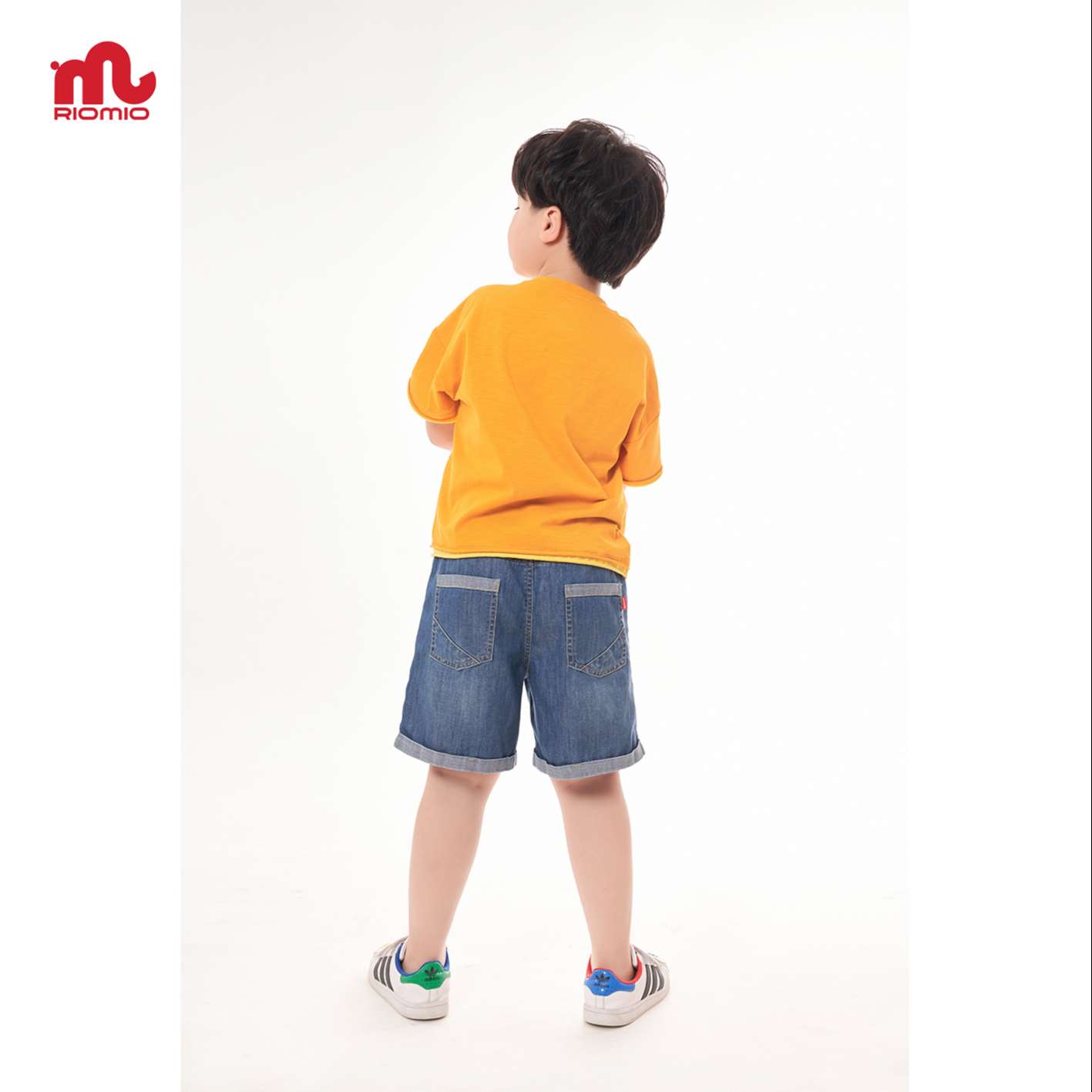 Quần short jean cho bé trai 3-11 tuổi (15-40kg) RIOMIO sooc bò ống rộng cạp chun 100% cotton - RM218