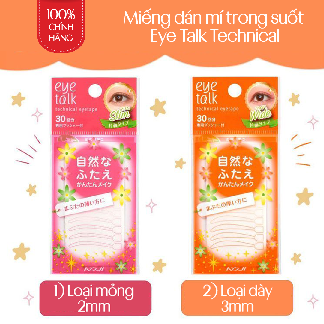 Miếng Dán Kích 2 Mí Trong Suốt Nhật Bản Koji Eye Talk Technical Eyetape Slim Loại Mỏng