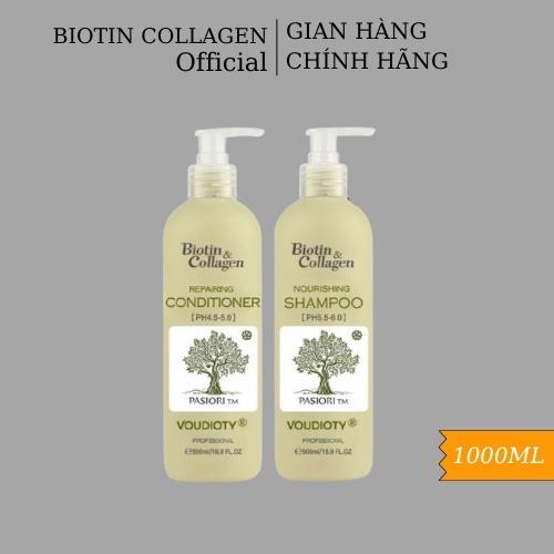 Dầu gội xả cho tóc dầu Biotin Collagen Voudioty xanh lá 1000ml