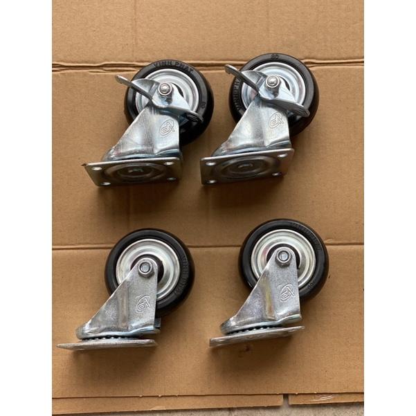 Bộ 4 bánh xe đen đường kính 6cm xoay 360 không khoá hoặc có khoá Vĩnh Phát
