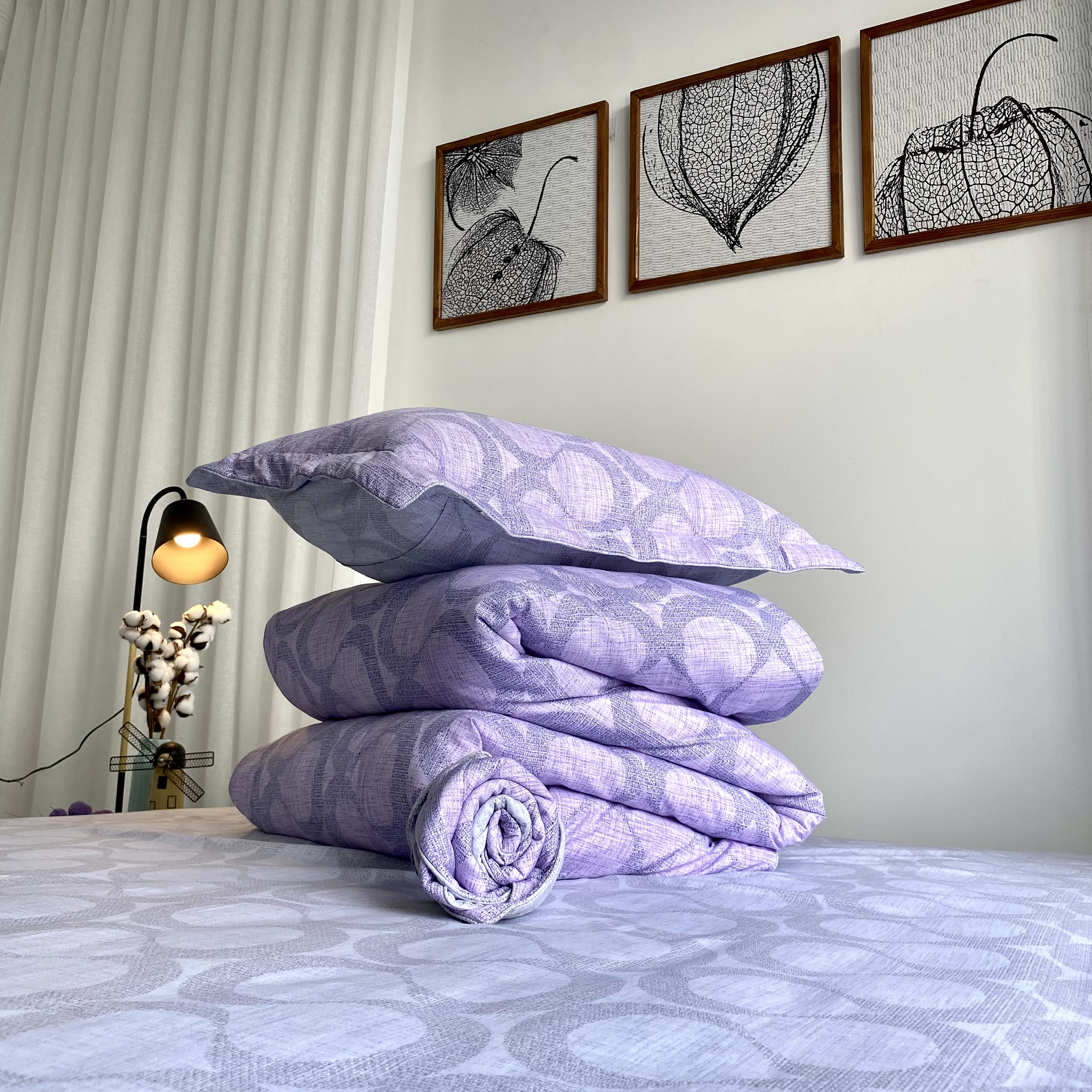 Chăn bốn mùa Hàn Quốc K-Bedding by Everon MicroTencel Xám Phối Tím KMTP116 180*200cm