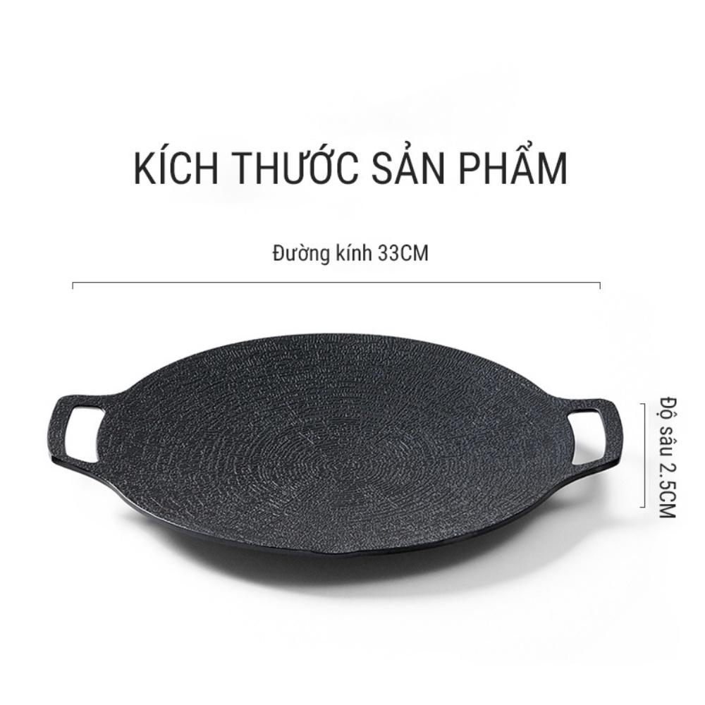 Chảo nướng đá không dầu Hàn Quốc size 34cm ,chảo nướng thịt BBQ chống dính dùng được cho mọi loại bếp, chất liệu cao cấp