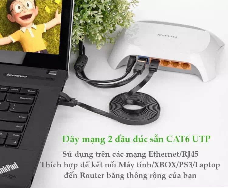 Ugreen UG11235NW104TK 1M màu Đen Cáp mạng LAN CAT6 UPT cáp dẹp - HÀNG CHÍNH HÃNG