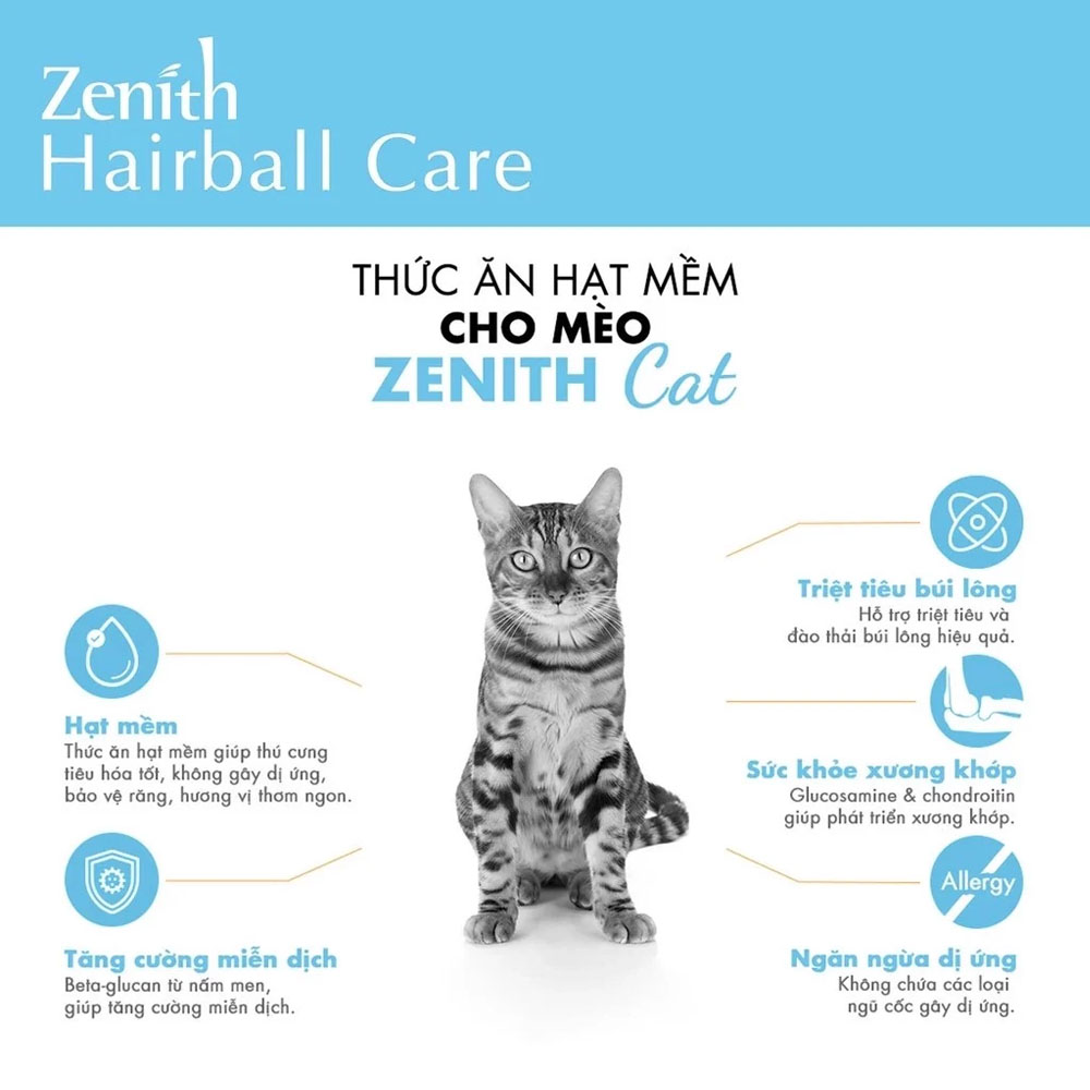 Thức Ăn Hạt Mềm Hỗ Trợ Tiêu Búi Lông Cho Mèo Mọi Lứa Tuổi Zenith Hairball Care 1,2kg - YonaPetshop