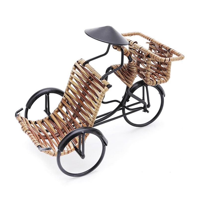 Mô hình, mây tre, người, xe xích lô, kệ để điện thoại, chở card visit, handmade