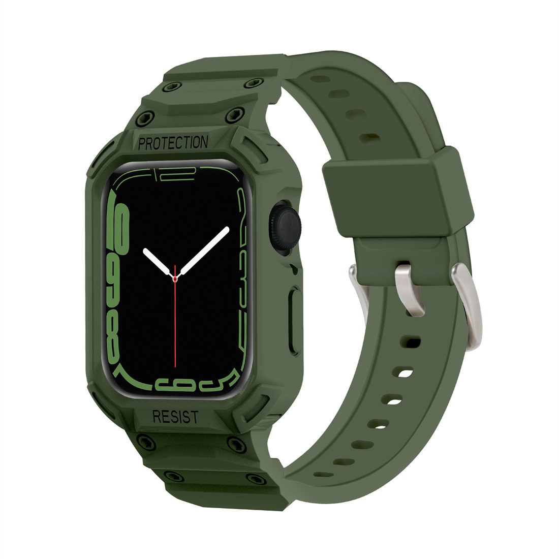 Ốp Case Kèm Dây Đeo Kiểu Gshock Kai dành cho Đồng Hồ Apple Watch- Hàng Chính Hãng - Xanh rêu - 424445mm