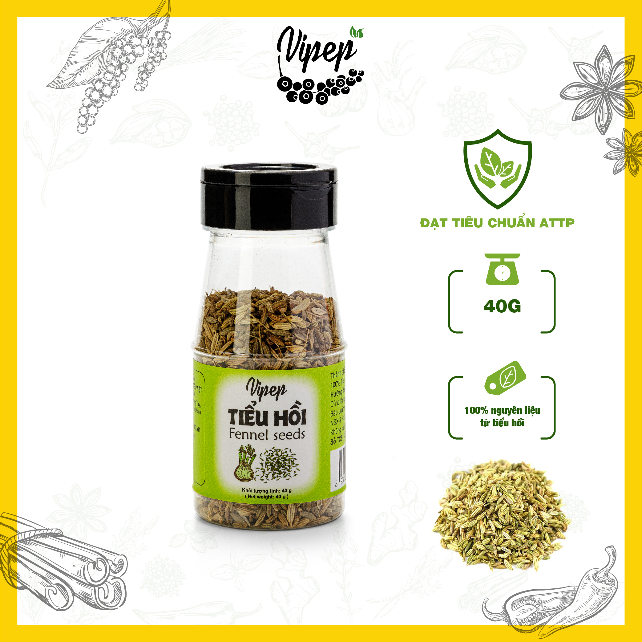 Tiểu Hồi Tự Nhiên Vipep Hũ Nhựa 40g