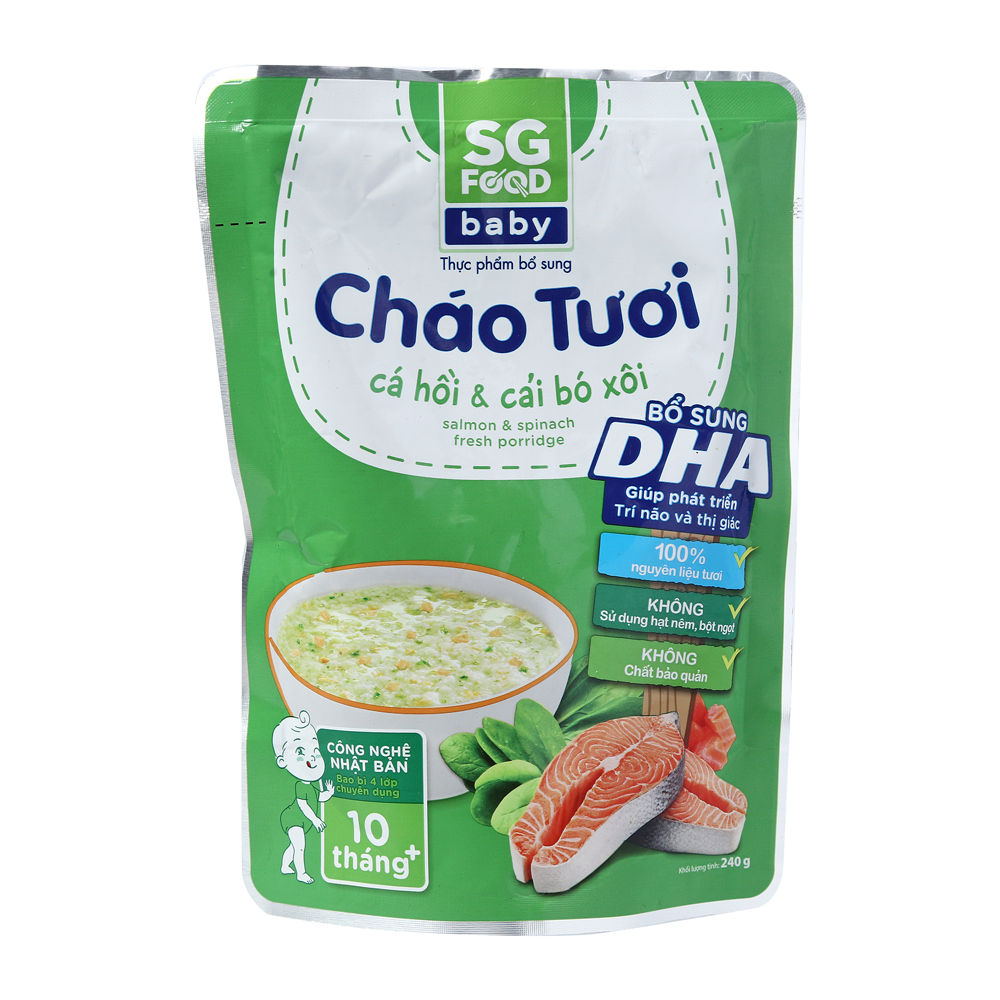 Cháo tươi baby SG Food cá hồi cải bó xôi 240g