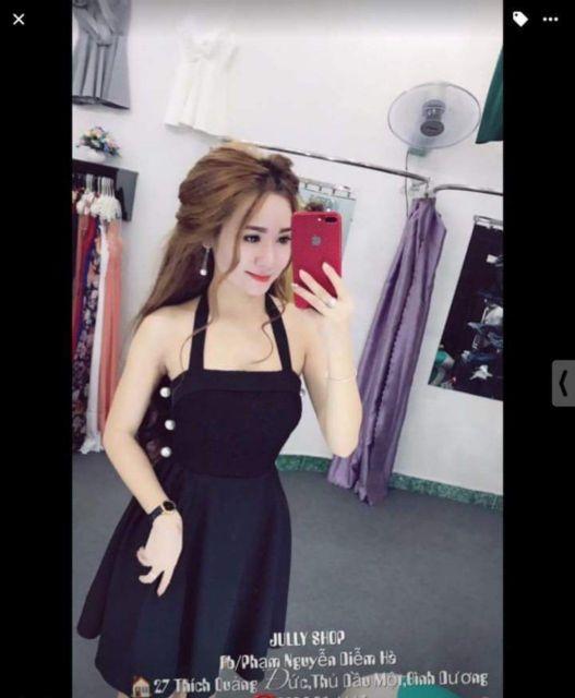 Đầm cúp ren váy thun xoè nẹp xòe