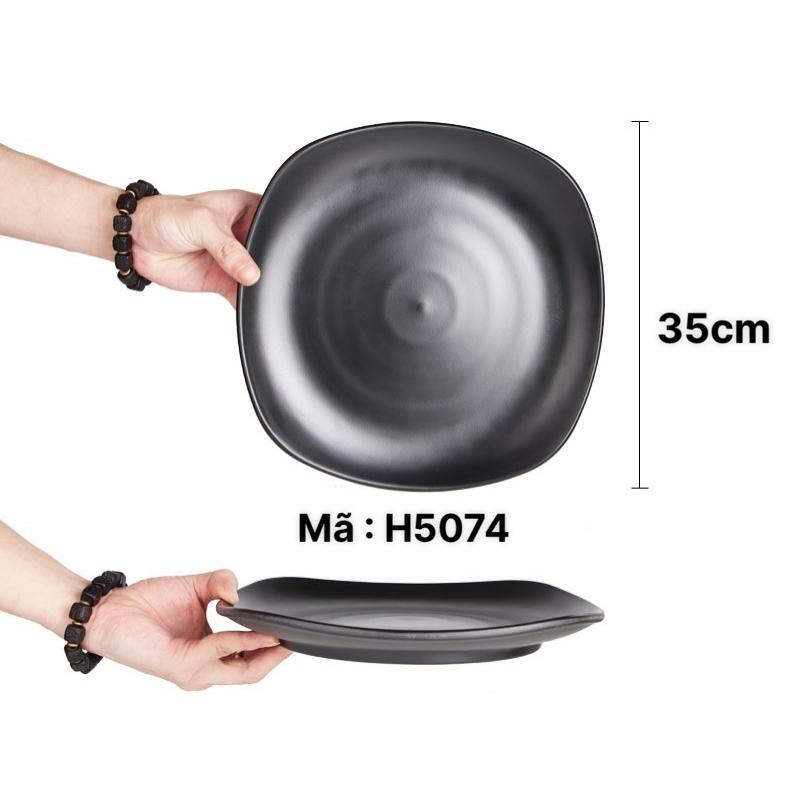Đĩa vuông vát 100% nhựa Melamine Đen Nhám đủ size giá rẻ
