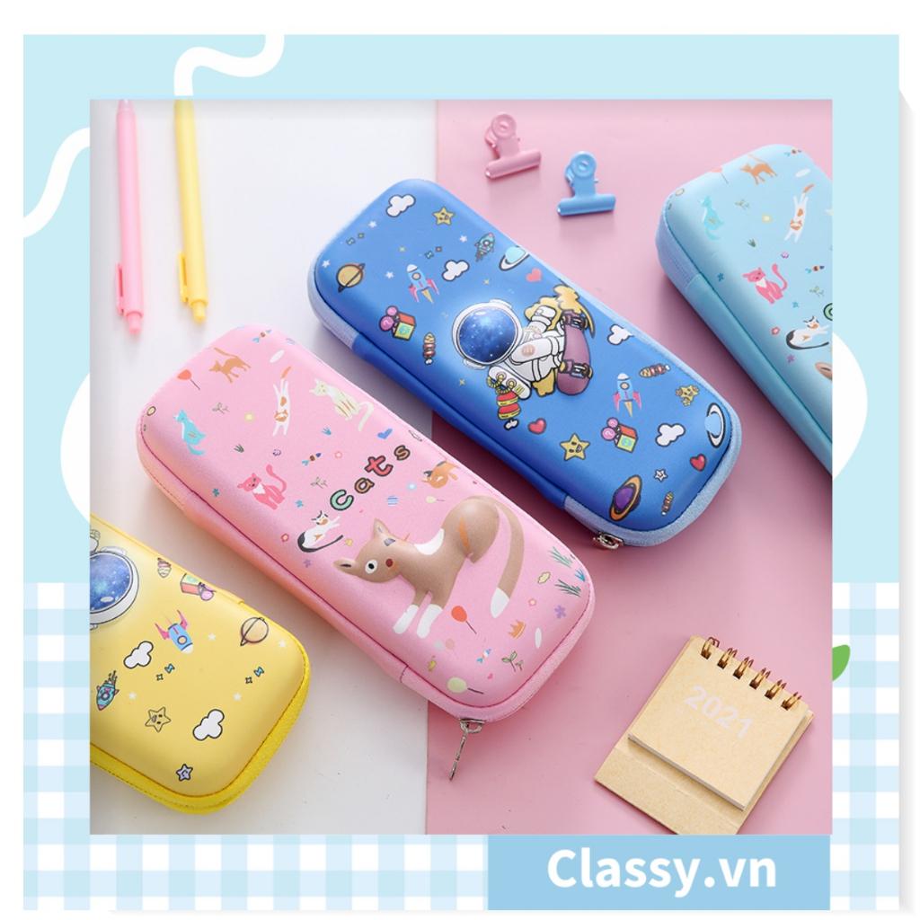 Hộp đựng bút văn phòng phẩm Classy chất liệu Silicon dẻo, siêu bền, màu pastel đính họa tiết hoạt hình ngộ nghĩnh PK922