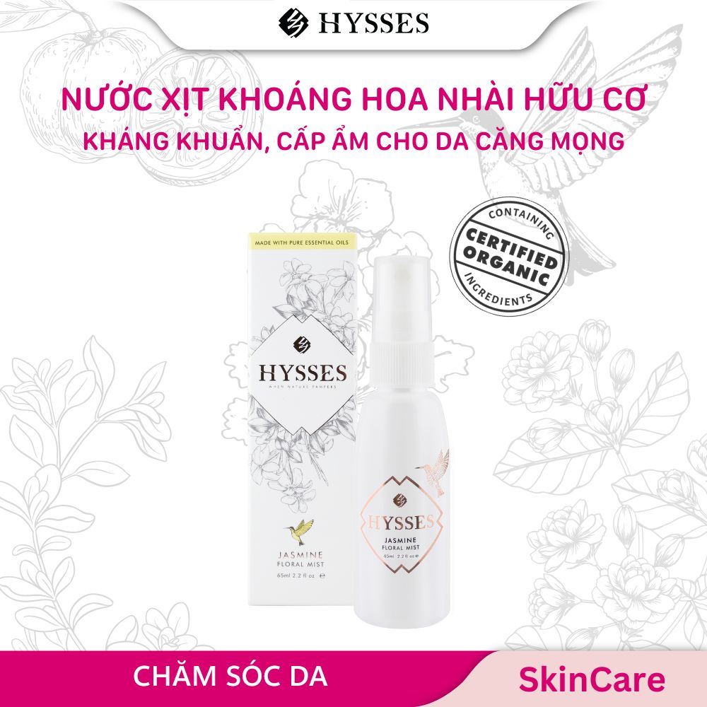 Nước Xịt Khoáng Cao Cấp Với Hysses Floral Mist Cấp Ẩm Tức Thì, Giúp Kháng Khuẩn, Bảo Vệ Da Với Tinh Dầu Hoa Nhài Hữu Cơ Tự Nhiên