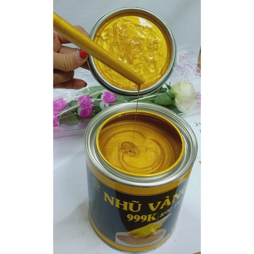 1kg Nhũ vàng cao cấp 999k gốc PU siêu bóng thích hợp trên gỗ, kim loại, nhựa, có thể làm ngoài trời