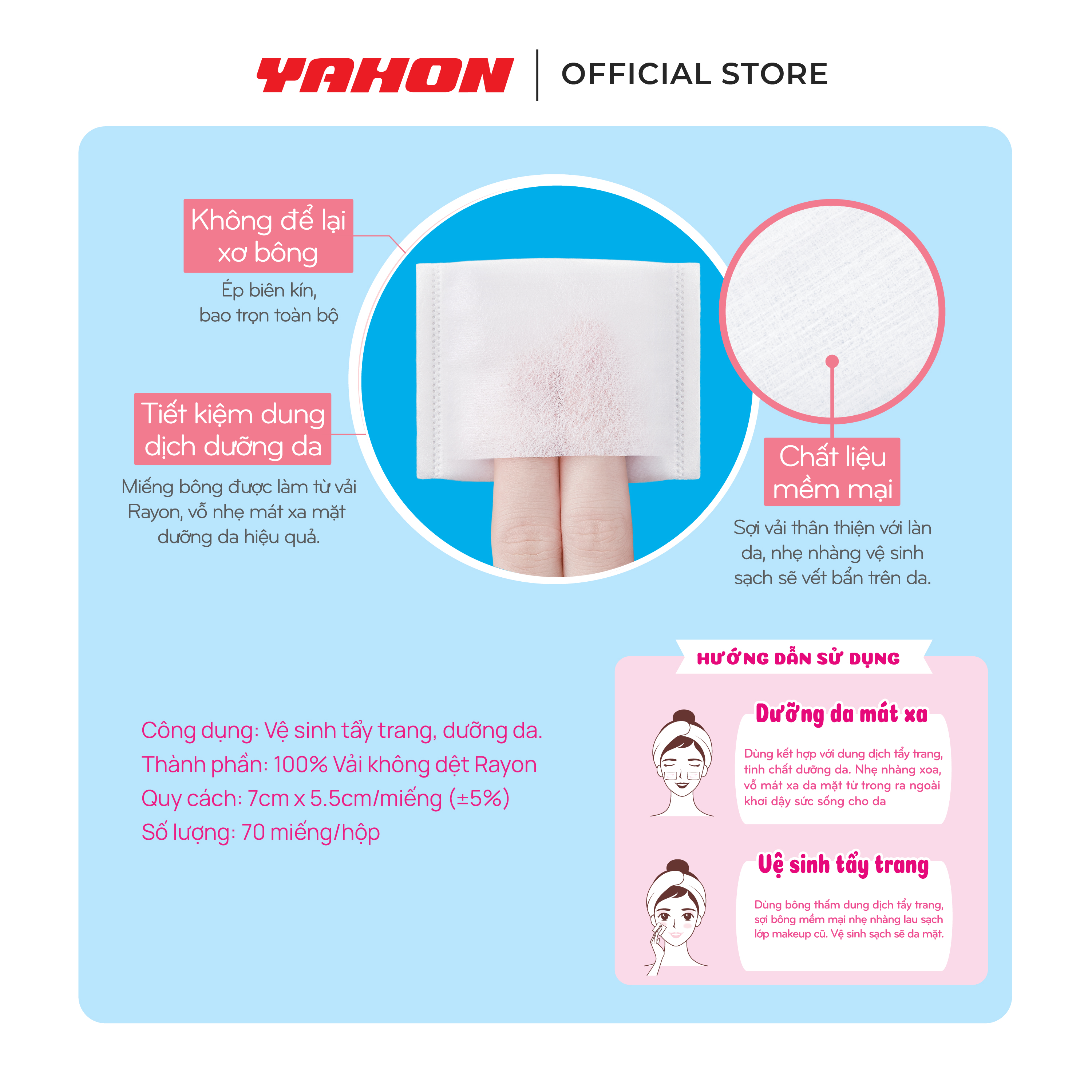 Combo Hộp Bông Tẩy Trang Dạng Túi PUFFME, 70 Miếng/Hộp