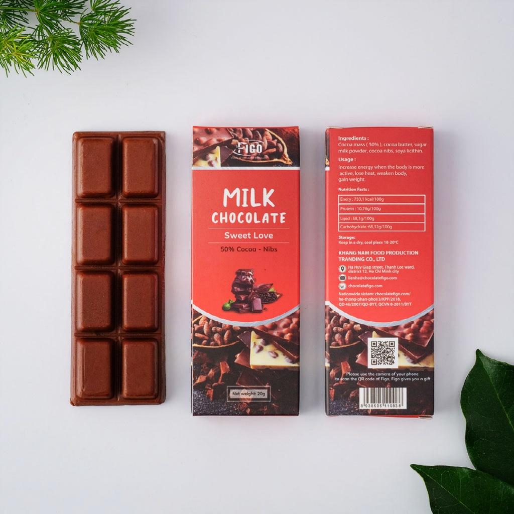 Combo Bột cacao nguyên chất không đường 250g+ Socola sữa 20gram 4 hộp mix nhiều vị FIGO, đồ ăn vặt ngon văn phòng