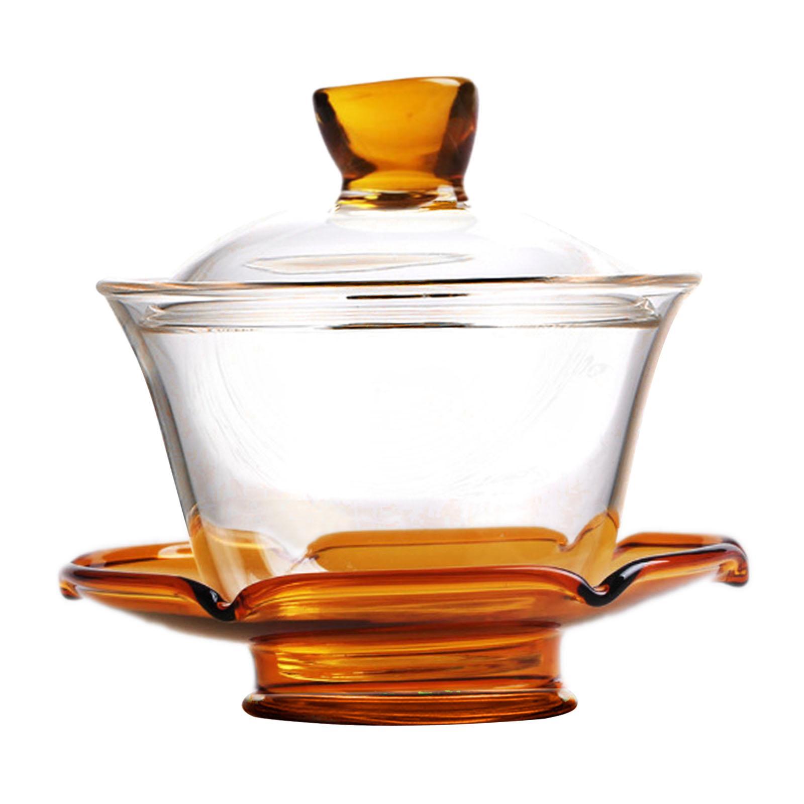 Glass Teapot Set with Lid Tea Maker Tea Cup Transparent Kungfu Glass Tea Set for Office