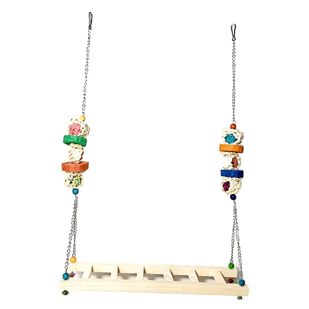 Chicken Swing Ladder Wooden Perch Handmade Bird Toy for Macaw Trainning