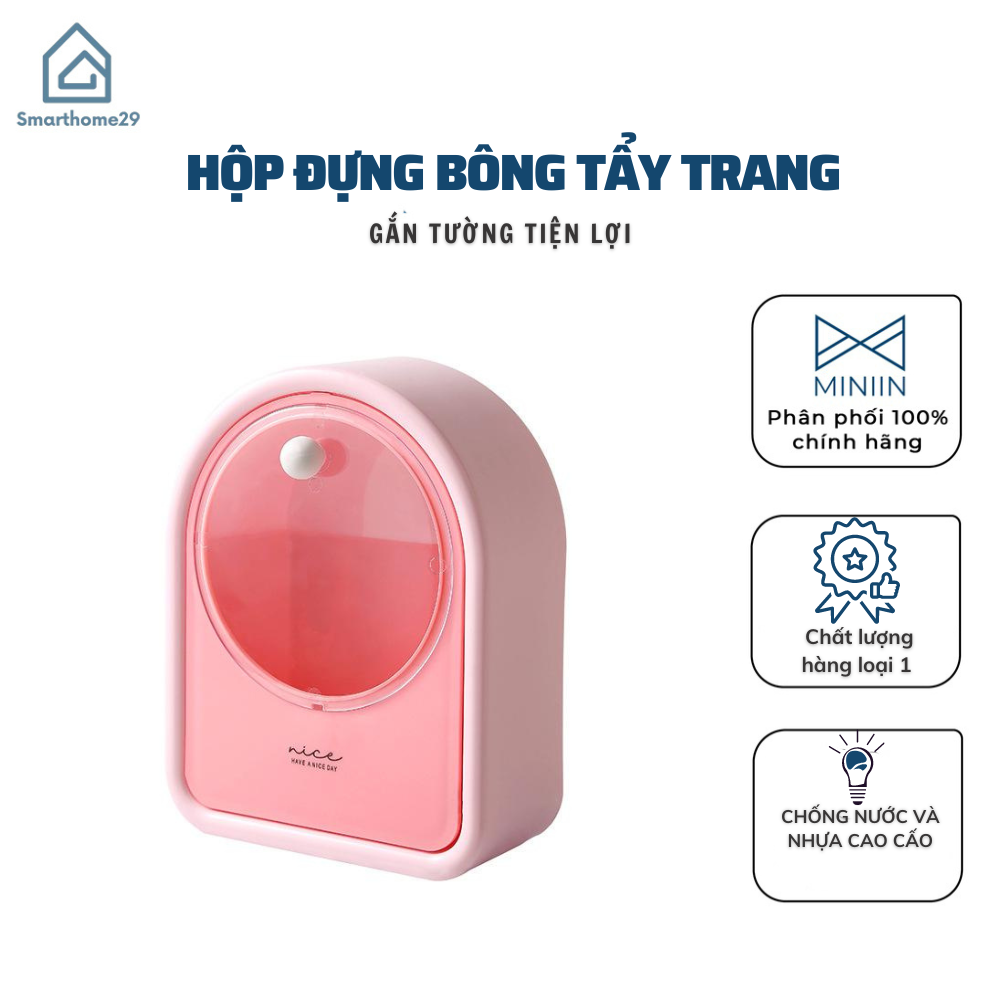 Hộp Đựng Bông Tẩy Trang, Cột Tóc, Tăm Bông Treo Tường Thông Minh - Hàng Loại 1 - Chính Hãng MINIIN
