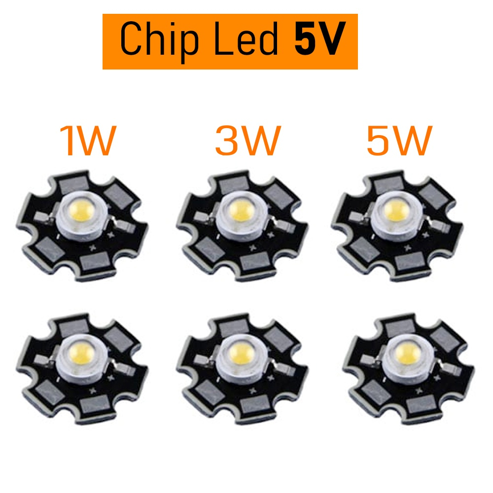 Chip LED 5V (1W, 3W, 5W) Đã hàn đế tản nhiệt 20mm
