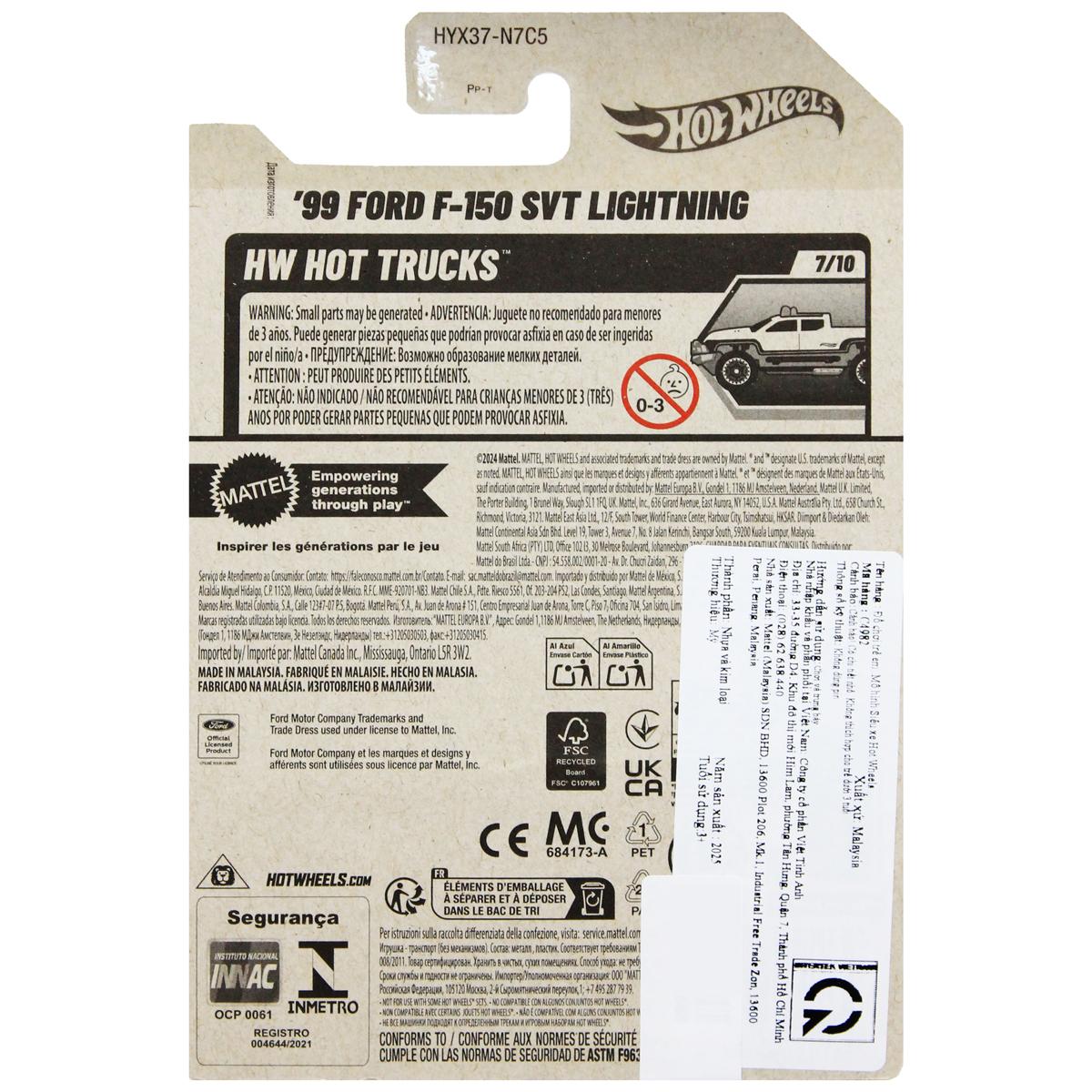 Siêu Xe Hot Wheels C4982 - 94/250 - 99 Ford F-150 SVT Lightning (Mẫu Sản Phẩm Giao Ngẫu Nhiên)