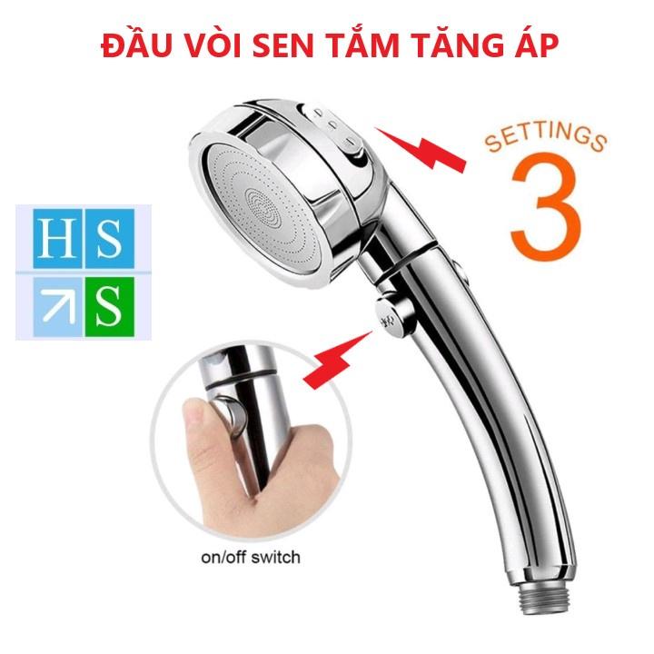 ĐẦU VÒI SEN tắm nóng lạnh cao cấp mạ CROM bát vòi tắm tăng áp kèm nút tắt mở với 03 chế độ nước -