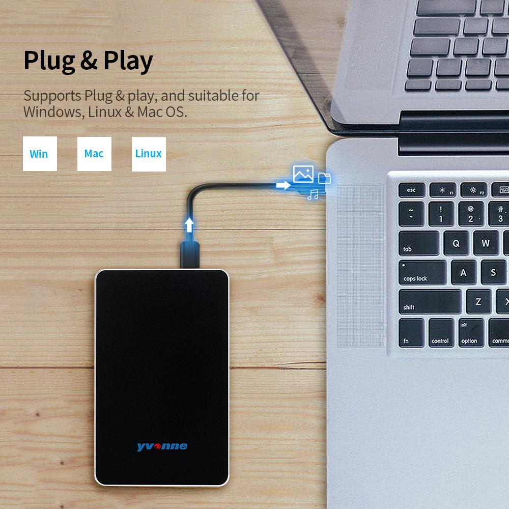 Ổ cứng di động bên ngoài Yvonne 2.5 "USB 3.0 HDD Tương thích cho PC Mac Máy tính để bàn Máy tính xách tay