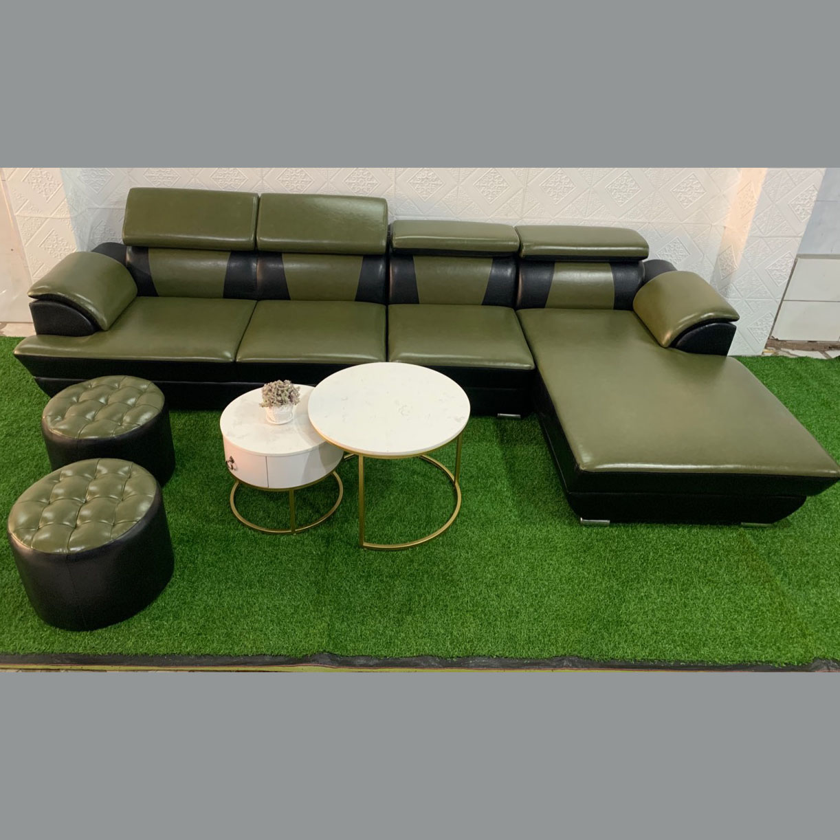 Bộ bàn ghế sofa da góc chữ L