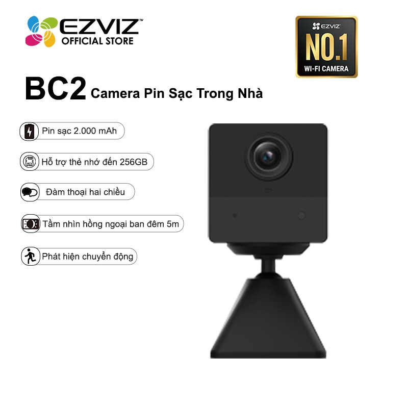 Camera dùng Pin sạc không dây Ezviz BC2 Mini đàm thoại 2 chiều - Hàng chính hãng