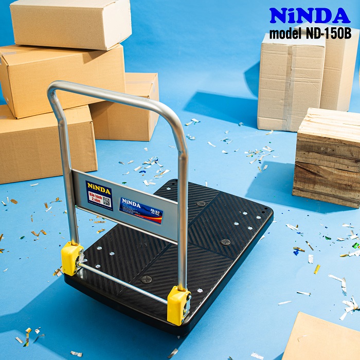 Xe đẩy 150kg Ninda X150B, tay gấp gọn, không han gỉ