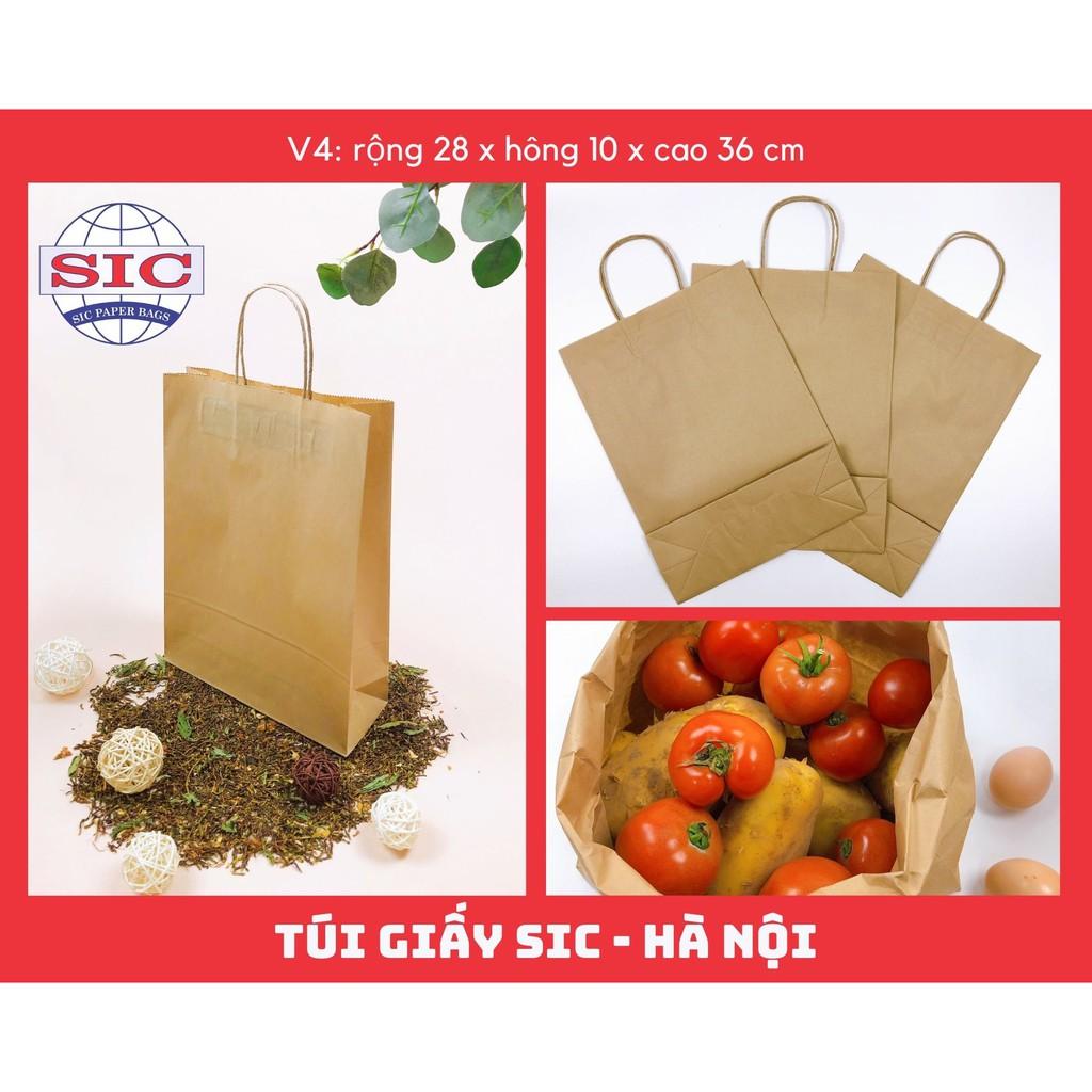 100 CHIẾC TÚI GIẤY KRAFT V4: 28x10x36 CÓ QUAI