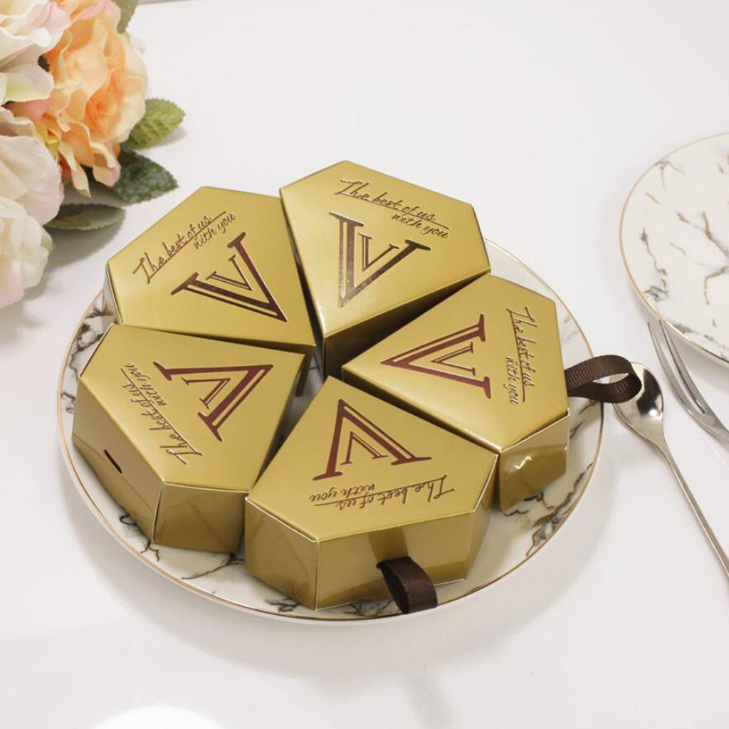 10 Pieces Diamond Candy Gift Box Wedding Favor Boxes with Ribbon