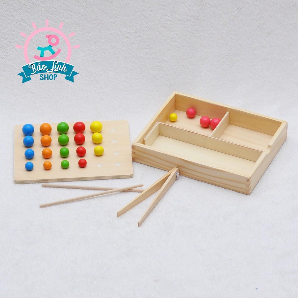 Gắp bi gỗ - Set giáo cụ Montessori thực hành cuộc sống