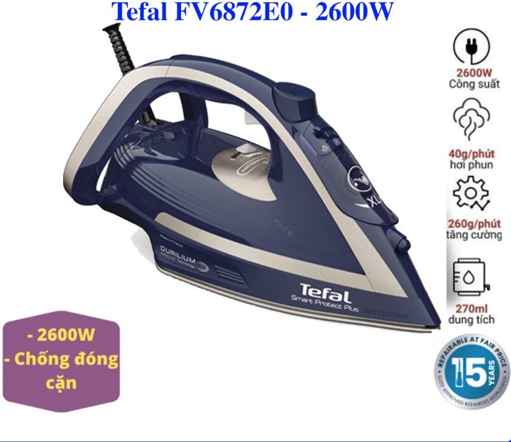 Bàn ủi hơi nước Tefal Smart Protect Plus FV6872E0 - 2800W - Hàng chính hãng