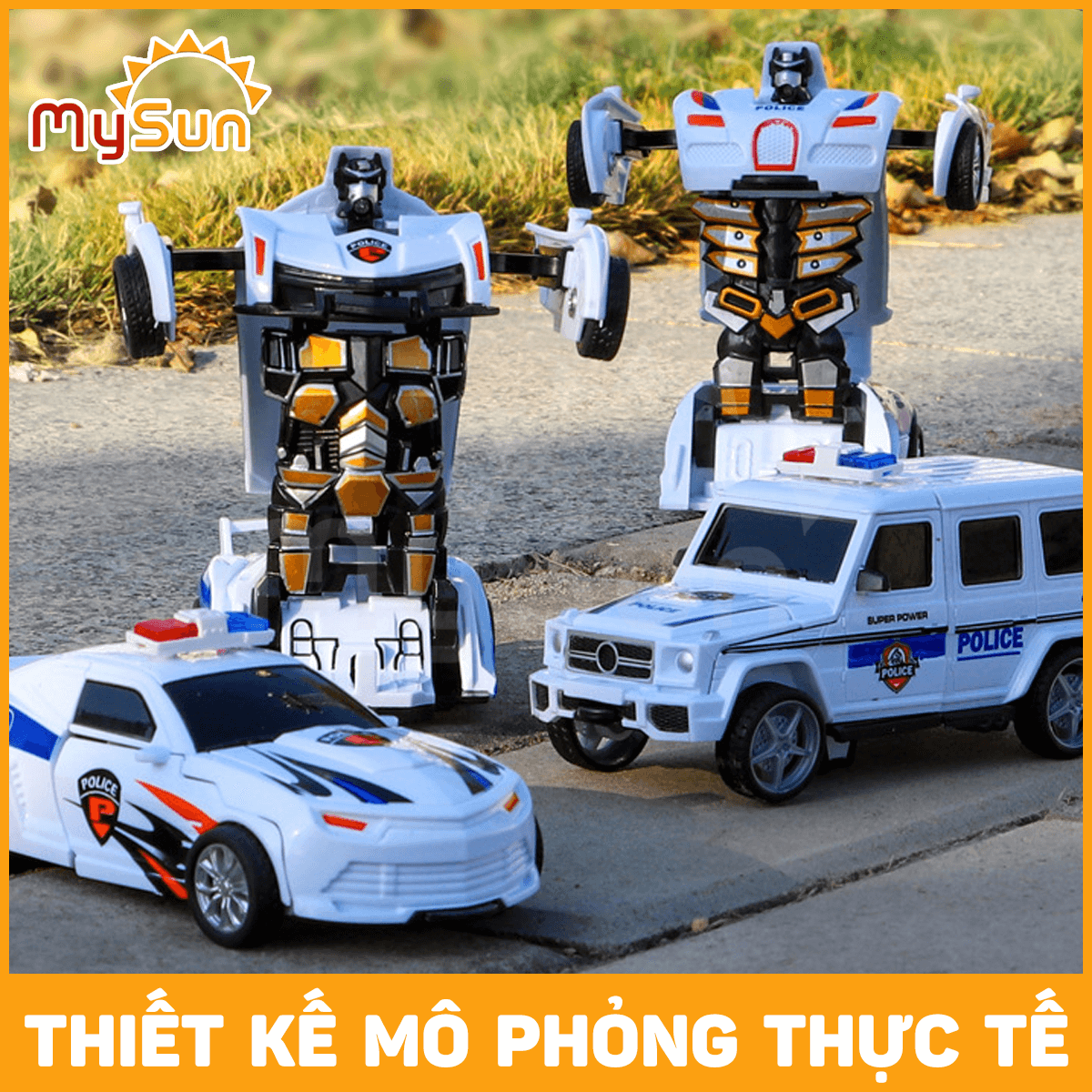 Xe ô tô biến hình robot rô bốt đồ chơi mô hình oto cho bé MySun