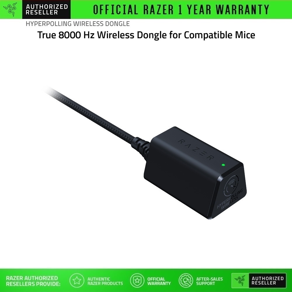 Thiết bị Razer HyperPolling Wireless Dongle (True 8000 Hz Wireless Dongle for Compatible Mice)_Mới, hàng chính hãng