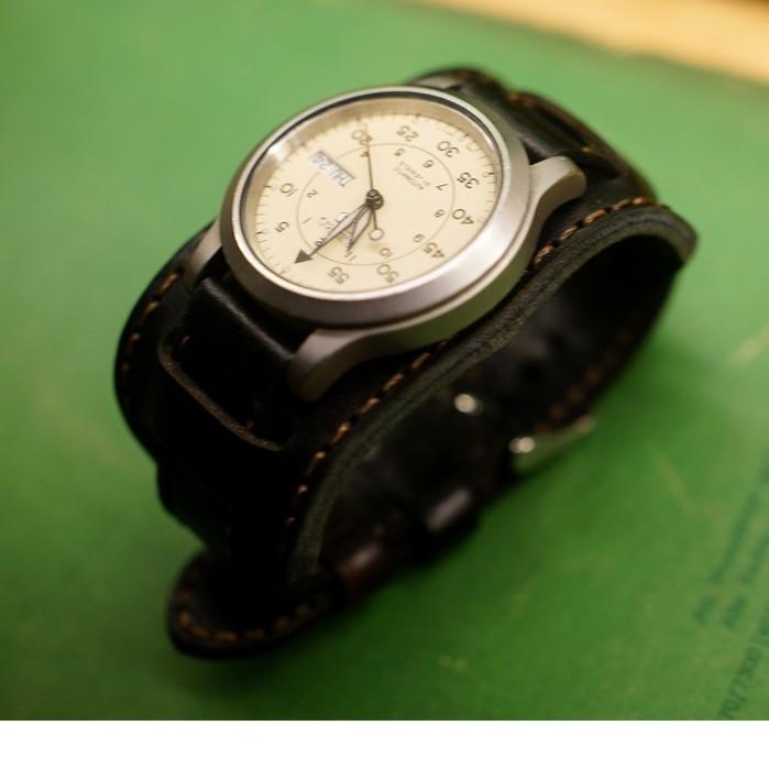Dây đồn hồ RAM Leather cho seiko5 da bò đen tuyền RAM b1+black