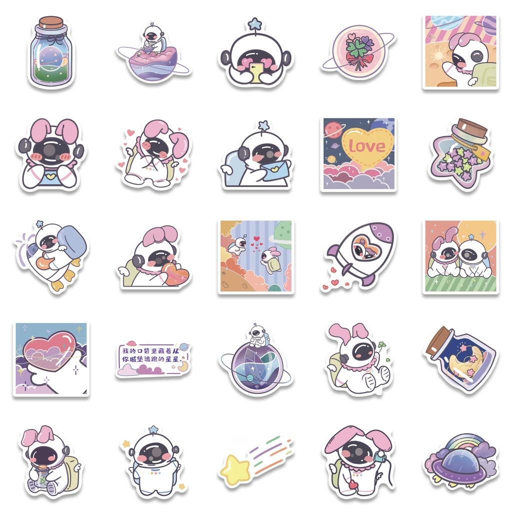 Bộ 50 Miếng Dán Hình Phi Hành Gia Hoạt Hình Dùng Trang Trí Sổ Tay Độc Đáo