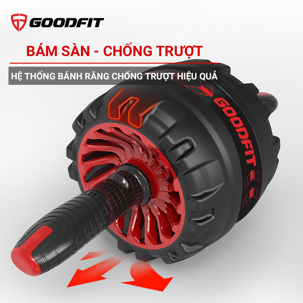 Con lăn tập bụng, con lăn tập cơ bụng trợ lực lò xo GoodFit chịu tải 200kg, hỗ trợ tập gym, tập thể dục tại nhà Goodfit GF600AB